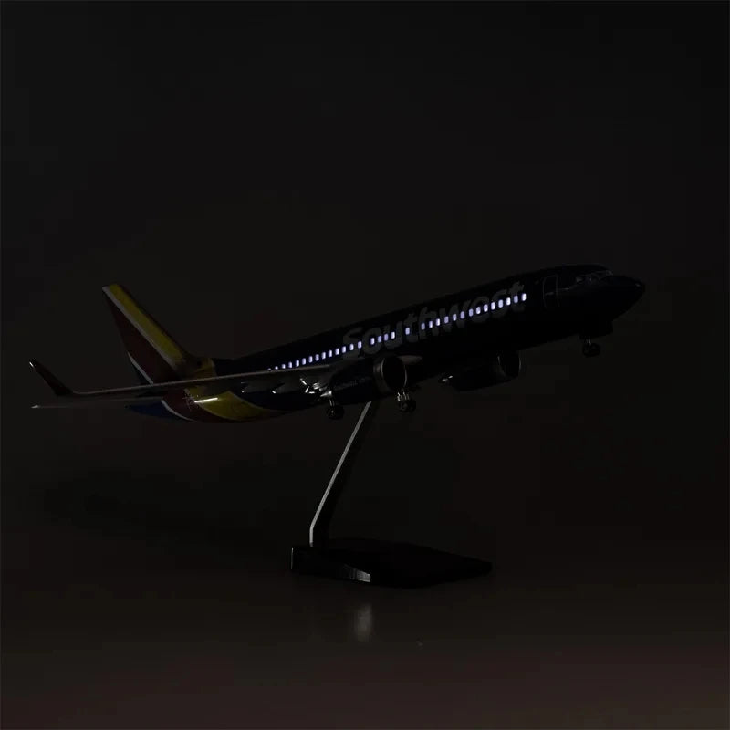 1:85 Scale Diecast Model American Southwest Airlines Boeing 737 Resin Airplane Airbus With Light Wheels Toy Collection Display