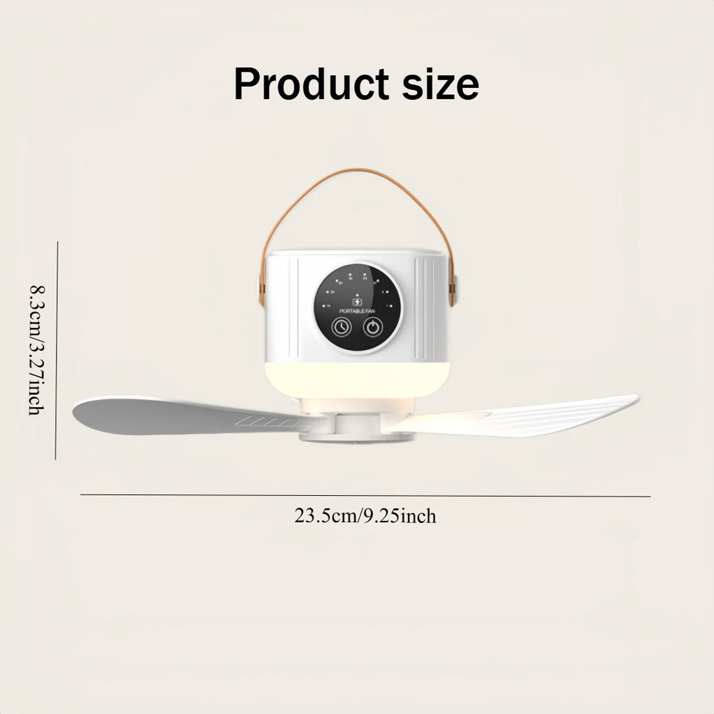 2026 New Portable Rechargeable Ceiling Fan Wireless USB Hanging Fan for Student Dorm Bed Outdoor Camping
