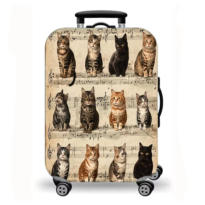 Luggage Cover, Cute Cat Print Stretch Suitcase Protector for Travel, 16 Styles Oil Painting Cat Design