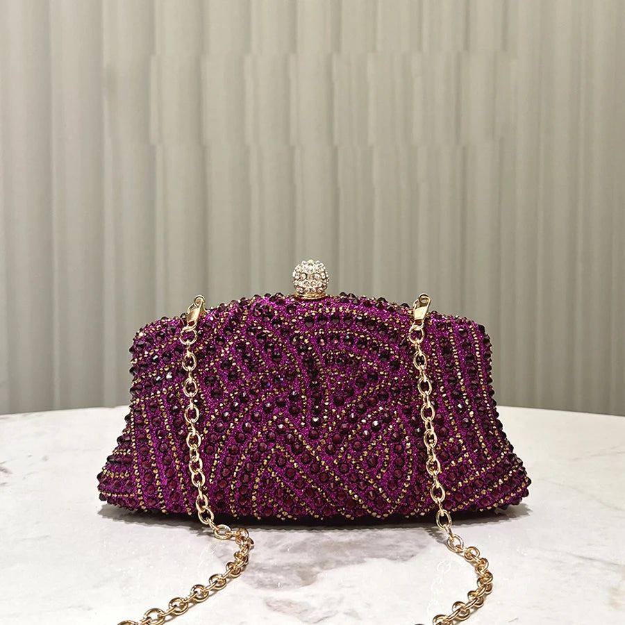 Wedding Party Clutch Purse Glitter Banquet Bag Crystal Shiny Diamond Evening Bag Women's Handbag Chains Shoulder Crossbody Bags