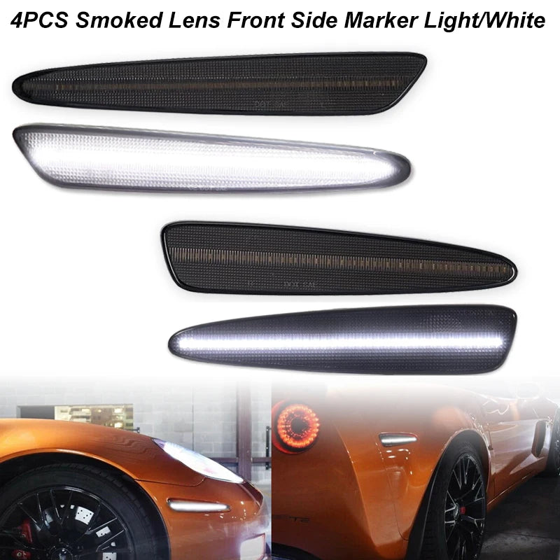 iJDM Front Rear Bumper LED Side Marker Turn Signal Lights Yellow Red for Chevrolet Corvette C6 2005-2013 2012 Car Accessories