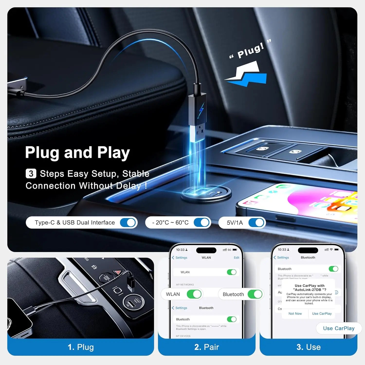 The 3-in-1 Magic Media Box supports streaming from Netflix and TikTok. It comes with a wireless CarPlay adapter and a USB port, and is compatible with vehicles equipped with factory-installed wired Apple CarPlay and Android A