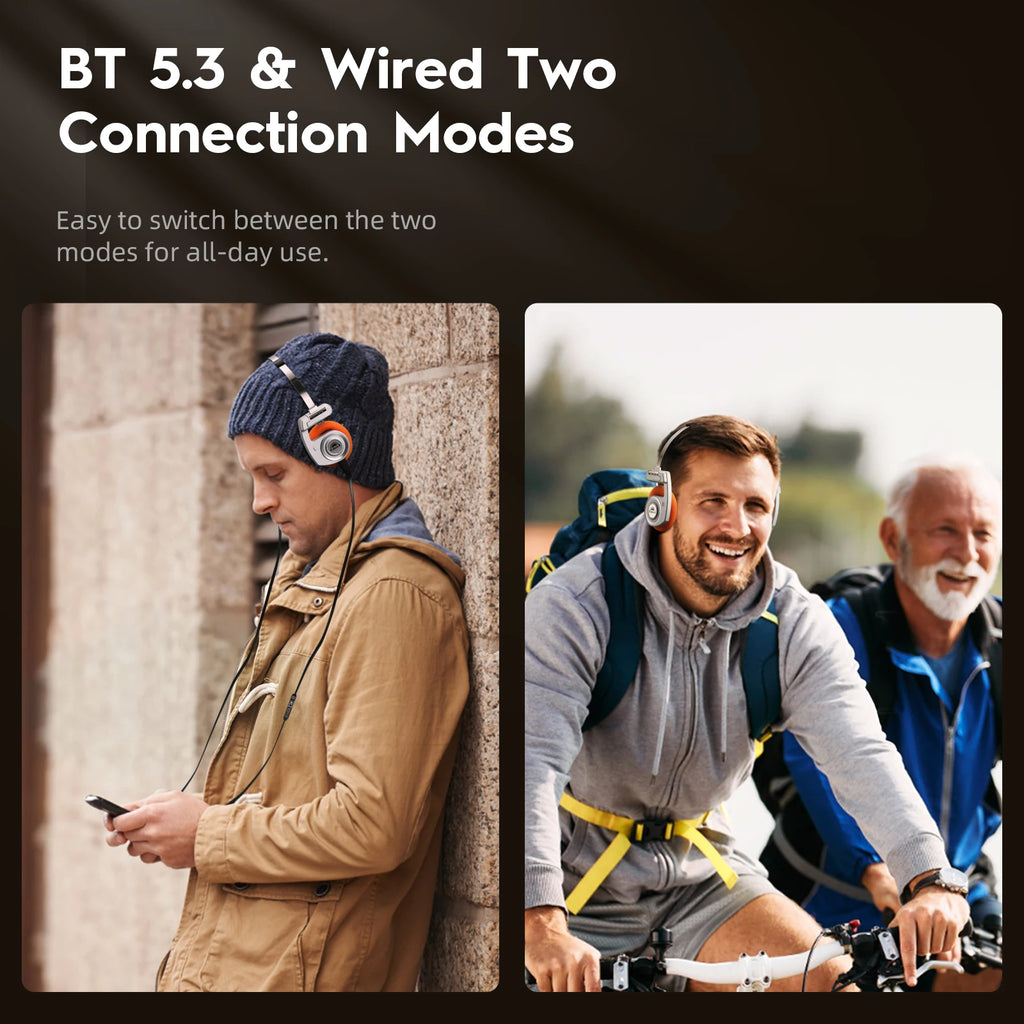 OKCSC Retro 3rd Generation Headphone Only Bluetooth Version 2-in-1 Wired/Wireless Earphones 40mm Driver Open End HiFi Headset