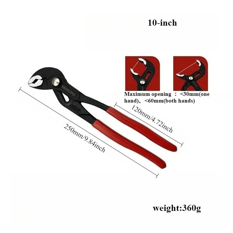 New 7/10/12 Inch Quick Adjust V Jaw Tongue & Groove Pliers, Universal Water Pump Pliers Heavy Duty Plumbing Tool for Pipe Work