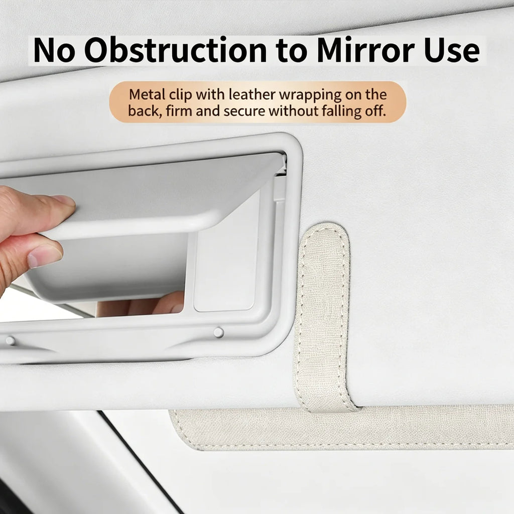 Suede Leather Car Eyeglass Case Automatic Closing Non-slip Auto Sun Visor Glasses Holder Magnetic Multi-functional Eyewear Clips