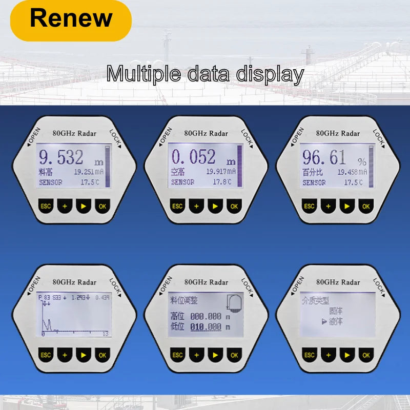 80ghz High Frequency Radar Level Meter Explosion-proof Anti-corrosion Material Storage Dust River Reservoir Water Level Gauge