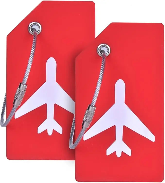 2 Pack Airplane Silicone Luggage Tags for Suitcases Travel Bag Tags for Luggage Baggage Suitcase Tags with Privacy Name ID Card