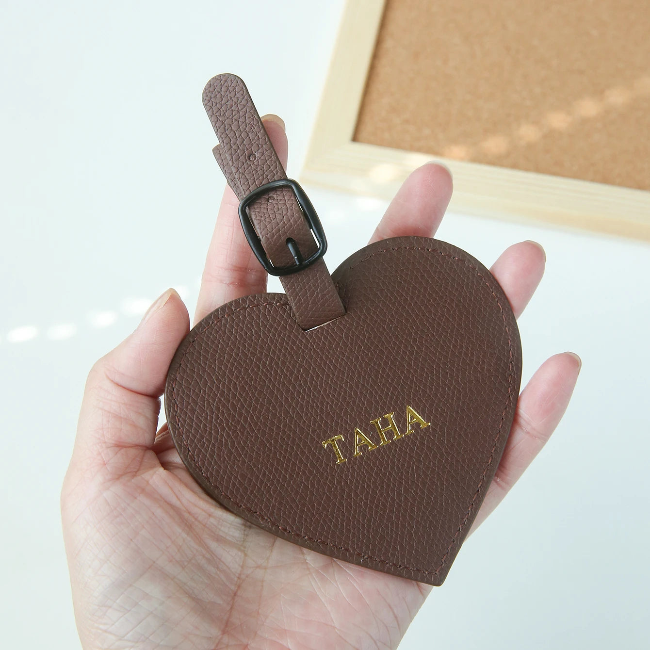 Personalized Heart Luggage Tag Custom Name Pu Leather Suitcase Tag Customized Travel Bag Label for Women Travel Accessory Gift