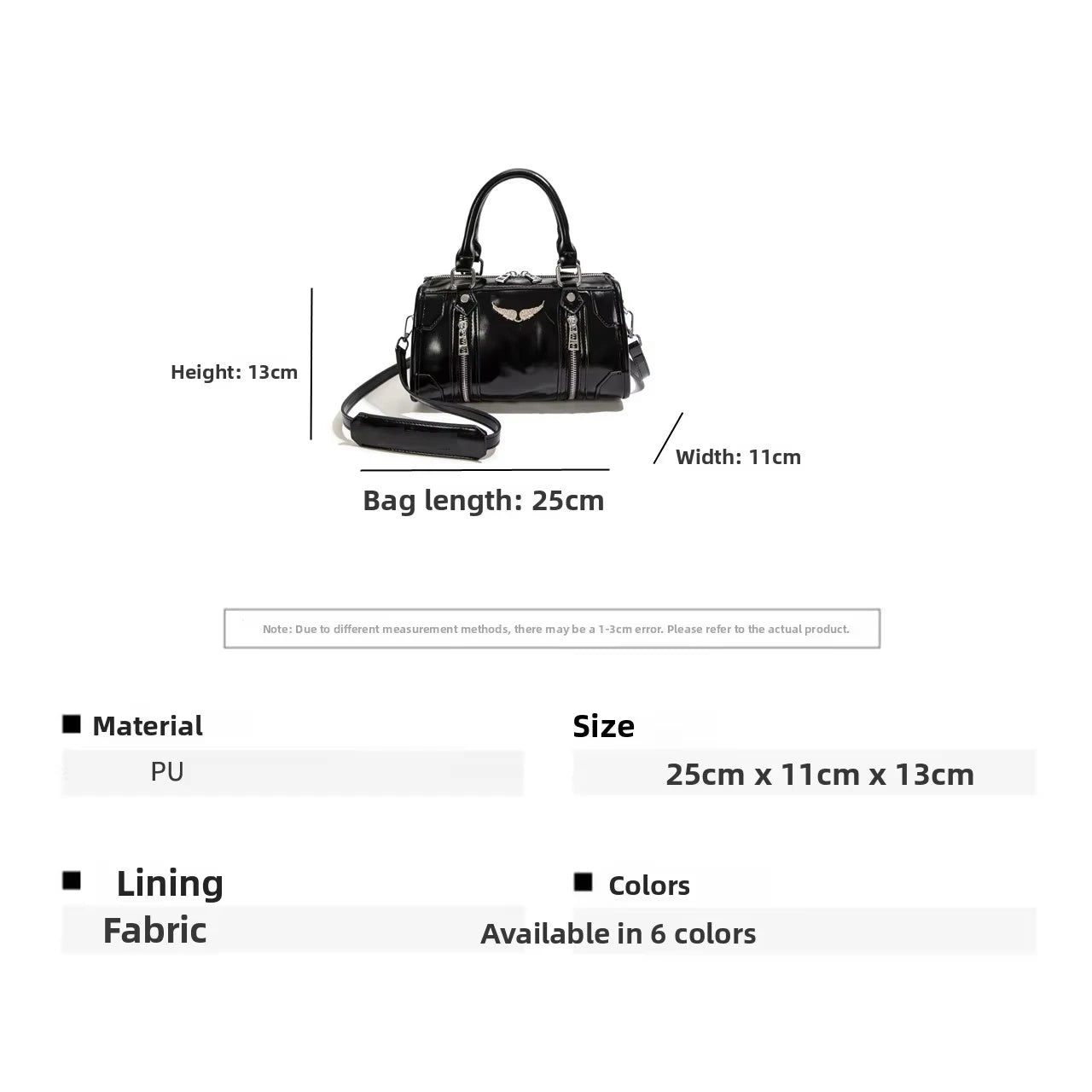 Luxury Rivet Wing Pillow Handbags Luxury Designer 2026 Shoulder Bag Women Soft PU Zipper Closure Crossbody Bag Casual Purse