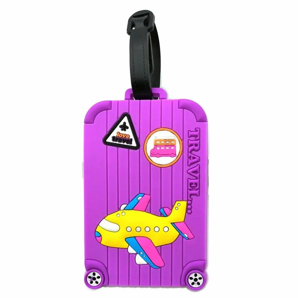 New PVC Luggage Tags Soft Silicone Cartoon Airplane Baggage Label ID Address Travel Supplies Suitcase Tags