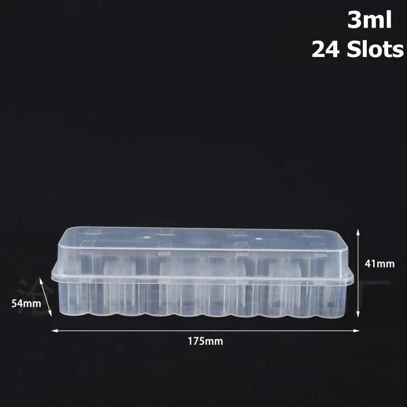 3/5/7/10ML Vial Storage Box 2/10/24 Grids Peptide Freezer Tube Container Refrigerator Organizer Plastic 3ml Vial Box Stackable