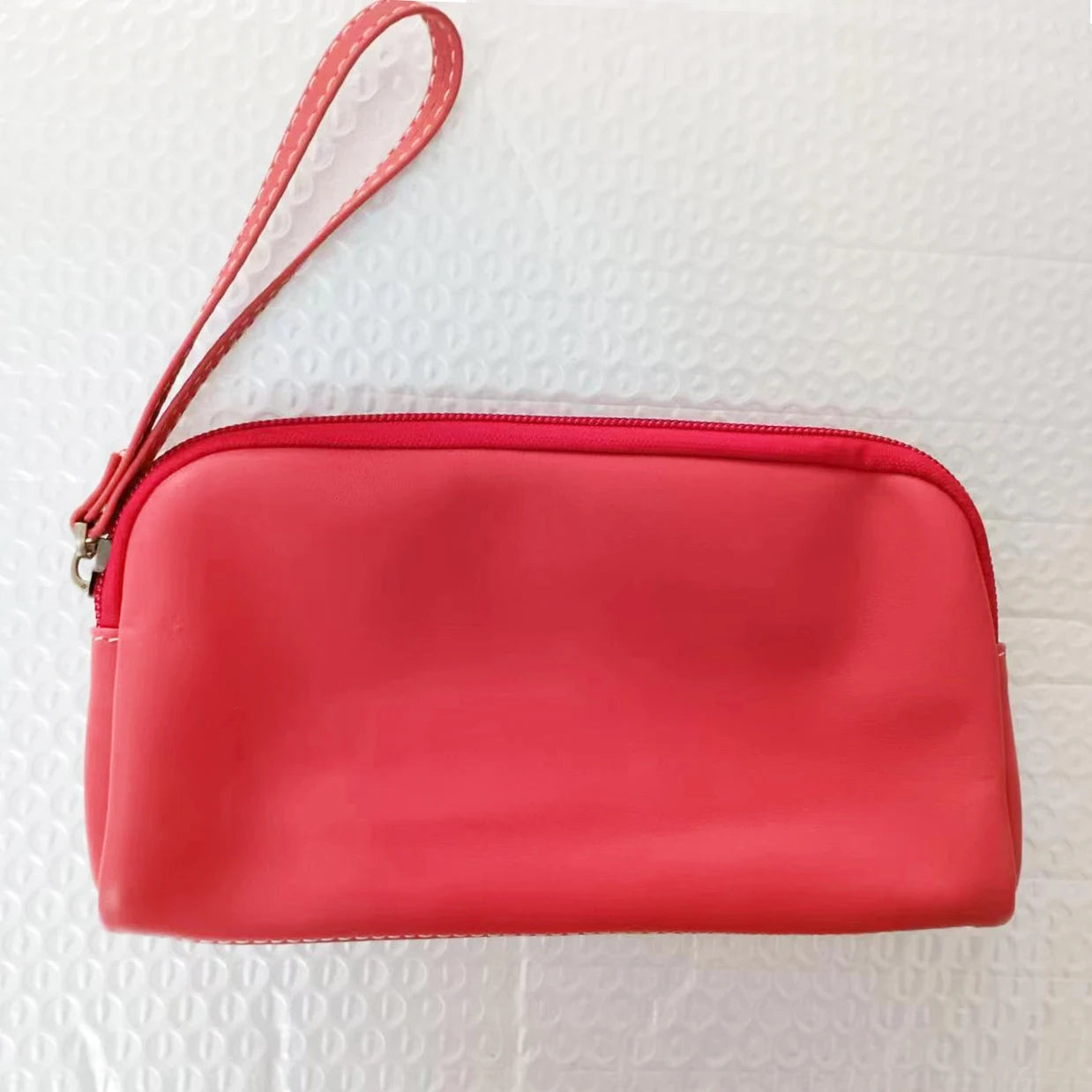 Leisure Cowhide Women Clutch Bag Personalize Letters Genuine Leather Female Wristlet Purse Bag Vintage Pencil Makeup Zip Pouch