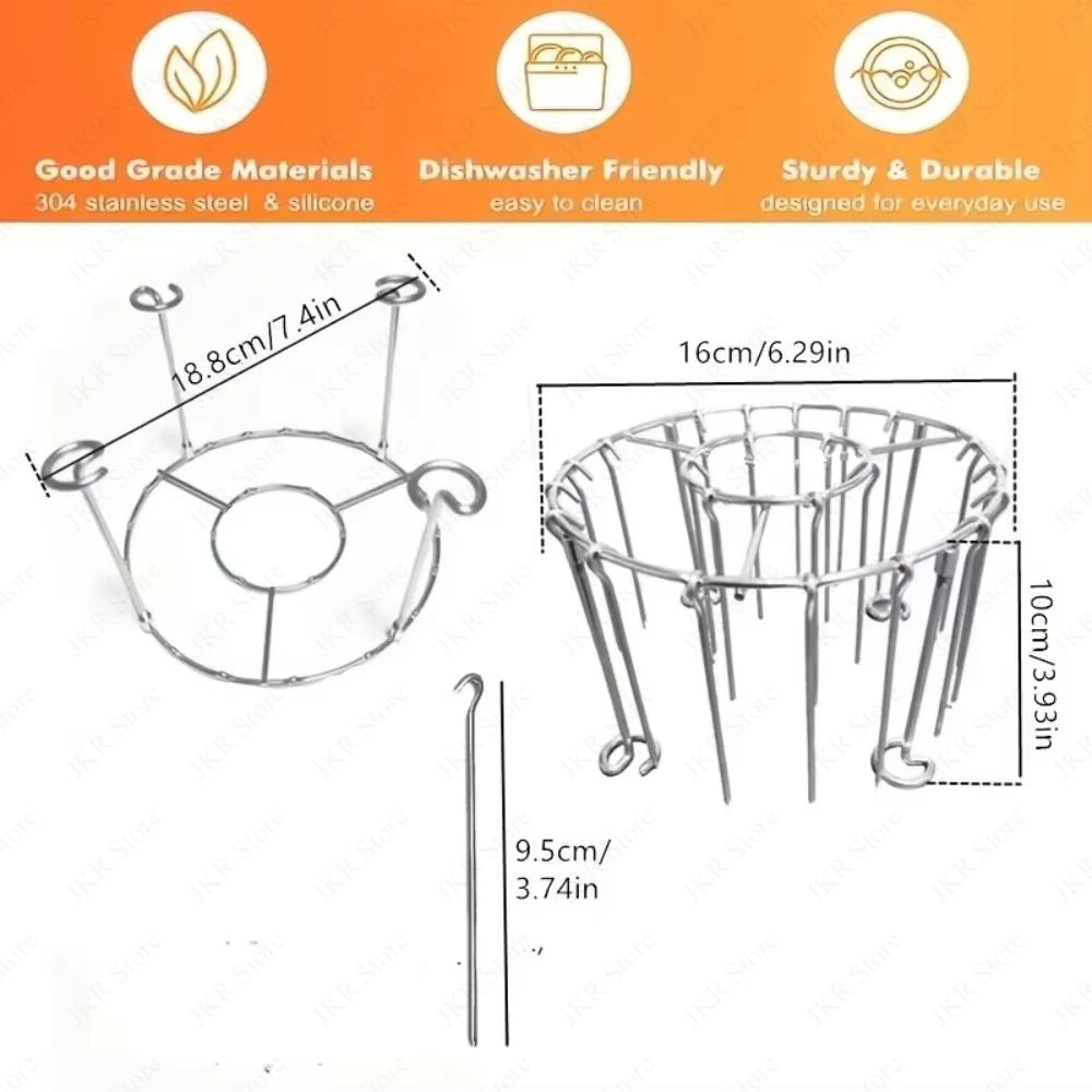 Round Stainless Steel Barbecue Skewer Rack Vertical Grill Holder with Hanging Skewers for Air Fryer BBQ Kitchen Cooking Tool