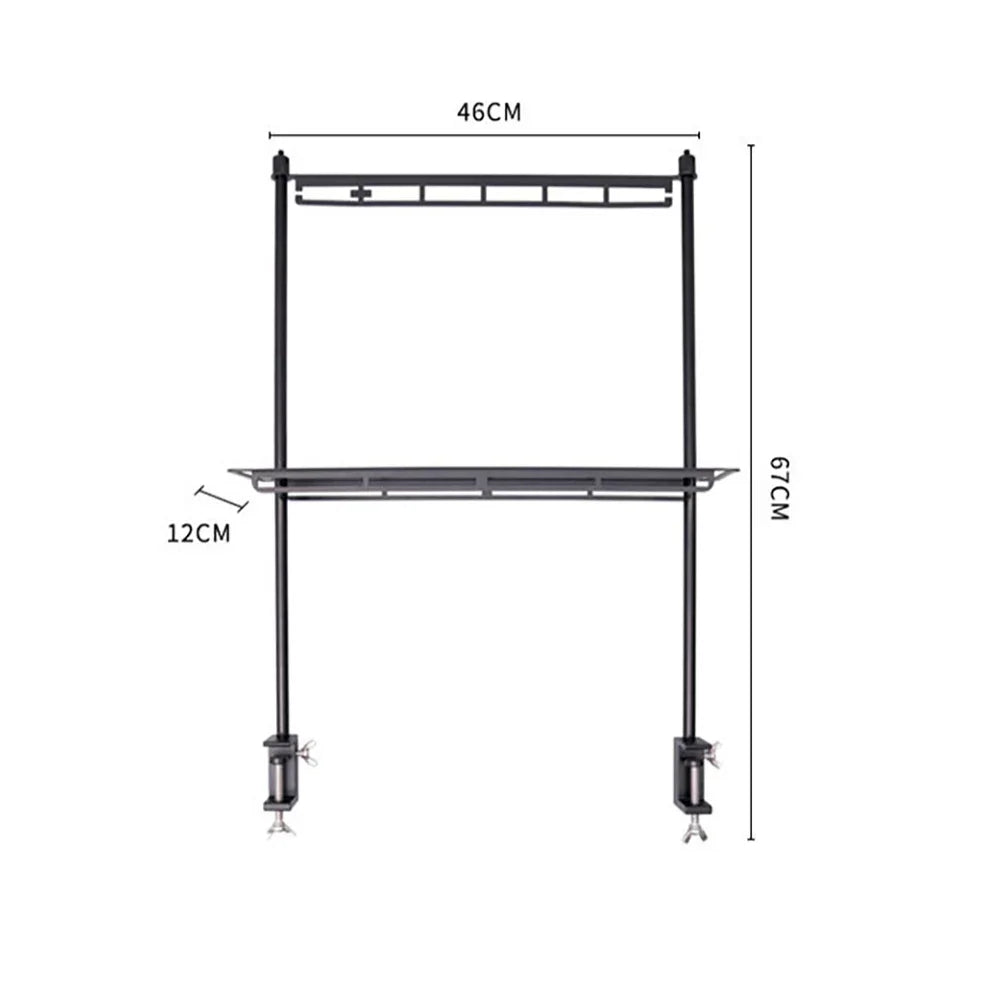 TARKA Camping Shelf Lantern Stand, Tableware Tools Hanging Rack,  Multifunctional IGT Tabletop  Storage Rack Light Holder