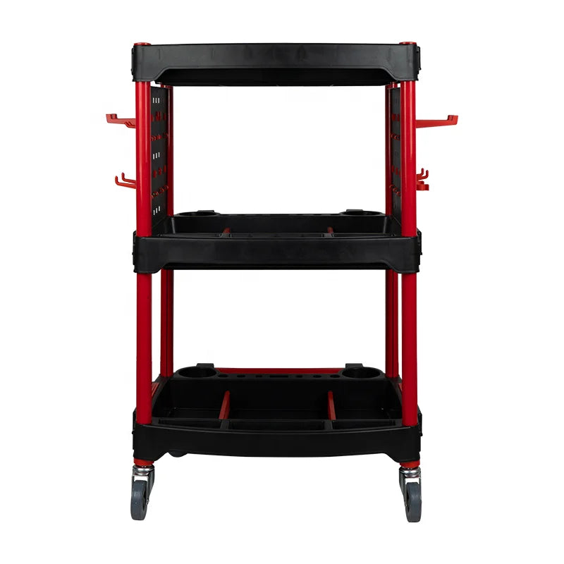 Rolling Storage 3 Layer Platform Hand Plastic Tool Trolley Workshop Cart Wheel Stainless Steel