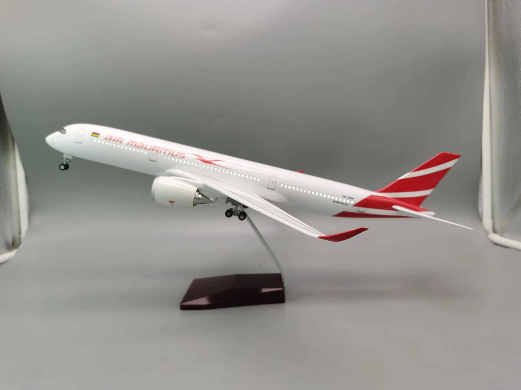 1/142 Scale 47cm Large Plane Model Air Mauritius A350 Resin Diecast Airplanes Building With Stand & Wheels Aviation Collection