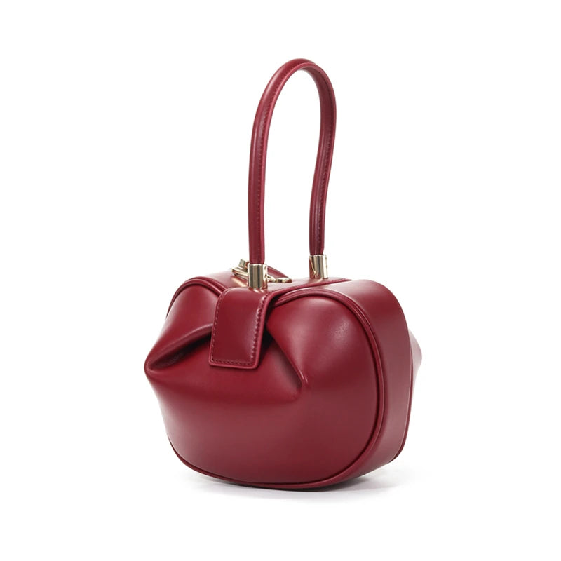 HIFASHION Genuine Leather Top Handle Bags For Women Chic Novelty Round Small Daily Purses Cowhide Party Luxury Designer Handbags