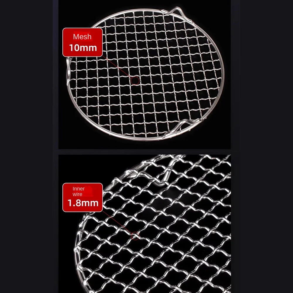 Portable Round Air Fryer Rack Stainless Steel with Foot BBQ Net Stackable Grid Grill Home Kitchen Oven Steamer Cooker