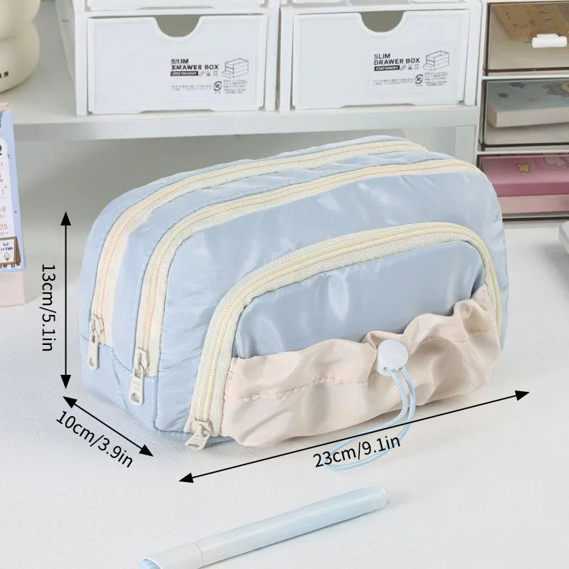 INS Pencil Case Large Capacity Pen Bag Cute Stationery Case Makeup Pouch Back to School Pink Pencil Case with Mesh Pocket 필통