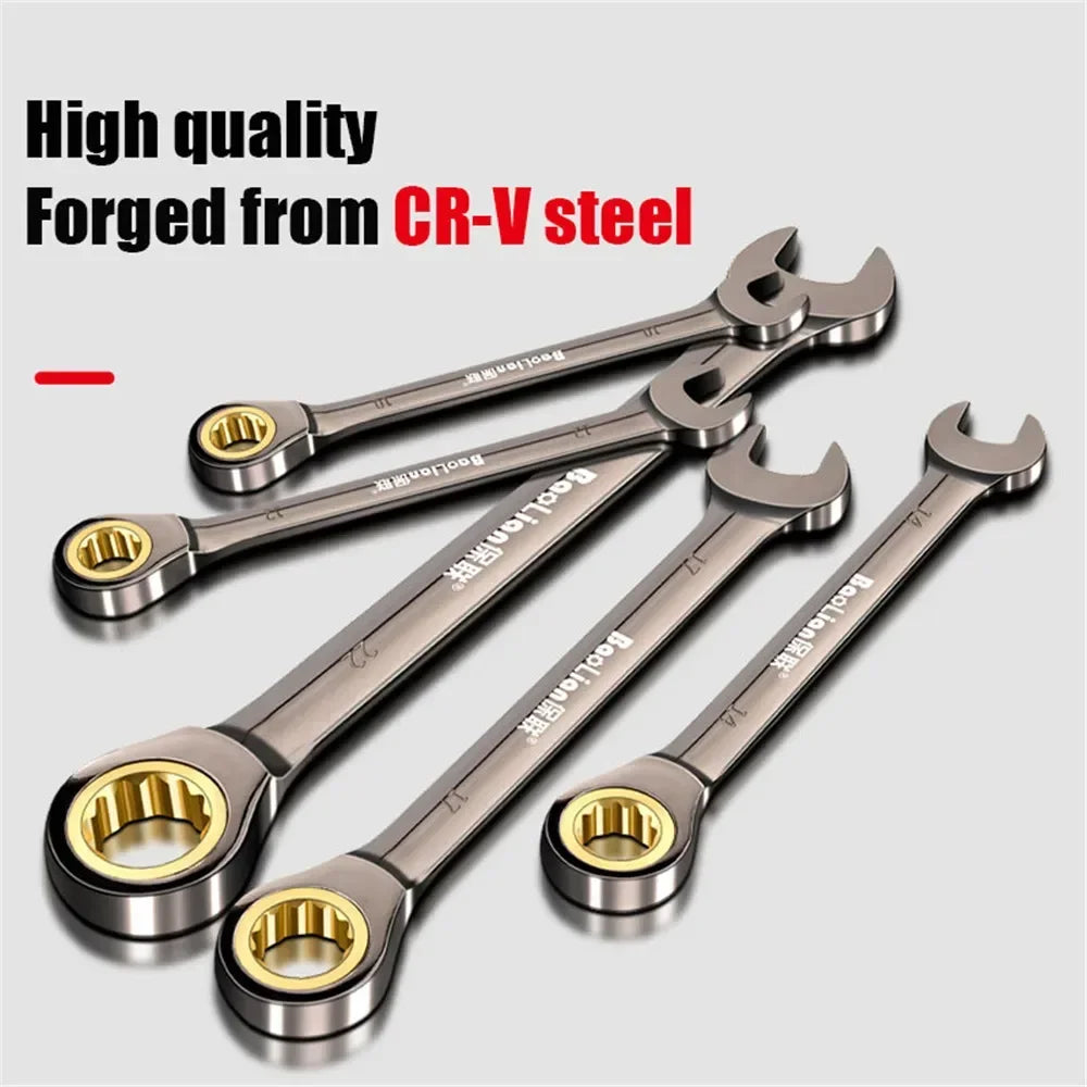 Automotive Repair Ratchet Wrench Quick and Labor-saving Industrial Grade Extended Opening Small Board Double End Tool Set
