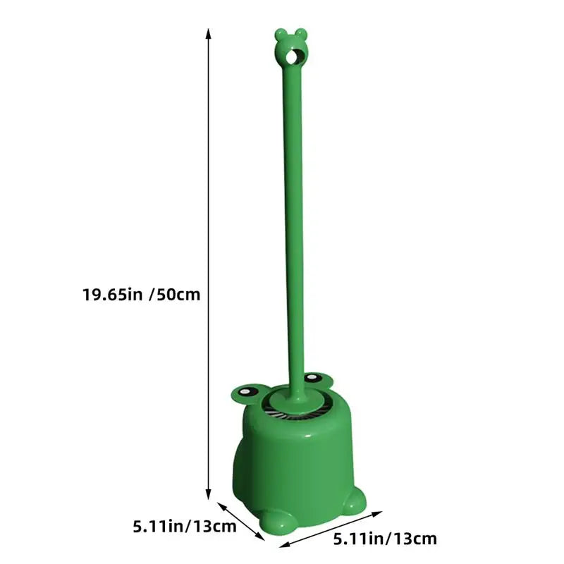 Plastic Soft Bristles Cleaning Brushes Green Frog Toilet Brush Long Handle Brush with Base Brush bathroom accessories