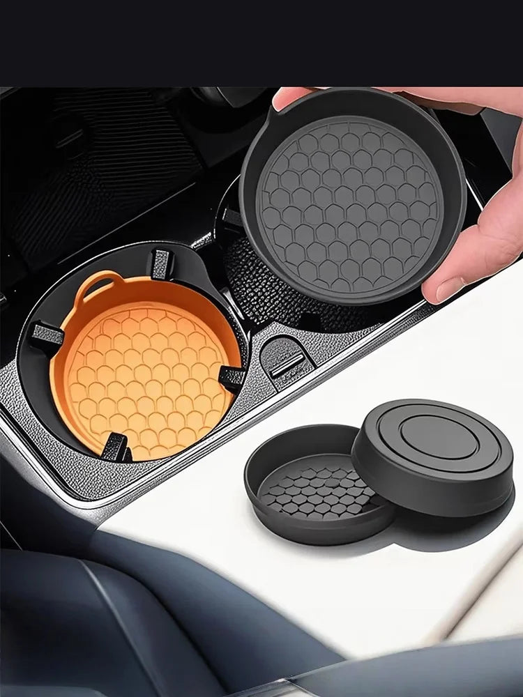1/2Pcs Silicone Car Coasters - Non-Slip Heat-Resistant Design for Car Durable Eco-Friendly Spill-Proof Fits Most Cup Holders