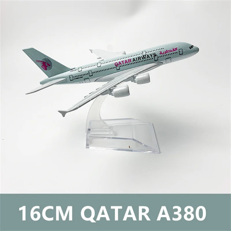 16CM/20CM Diecast Alloy Model Qatar A380 Airlines Aircrafts With Stand Landing Gear Collection Display Airplanes Gifts Fans