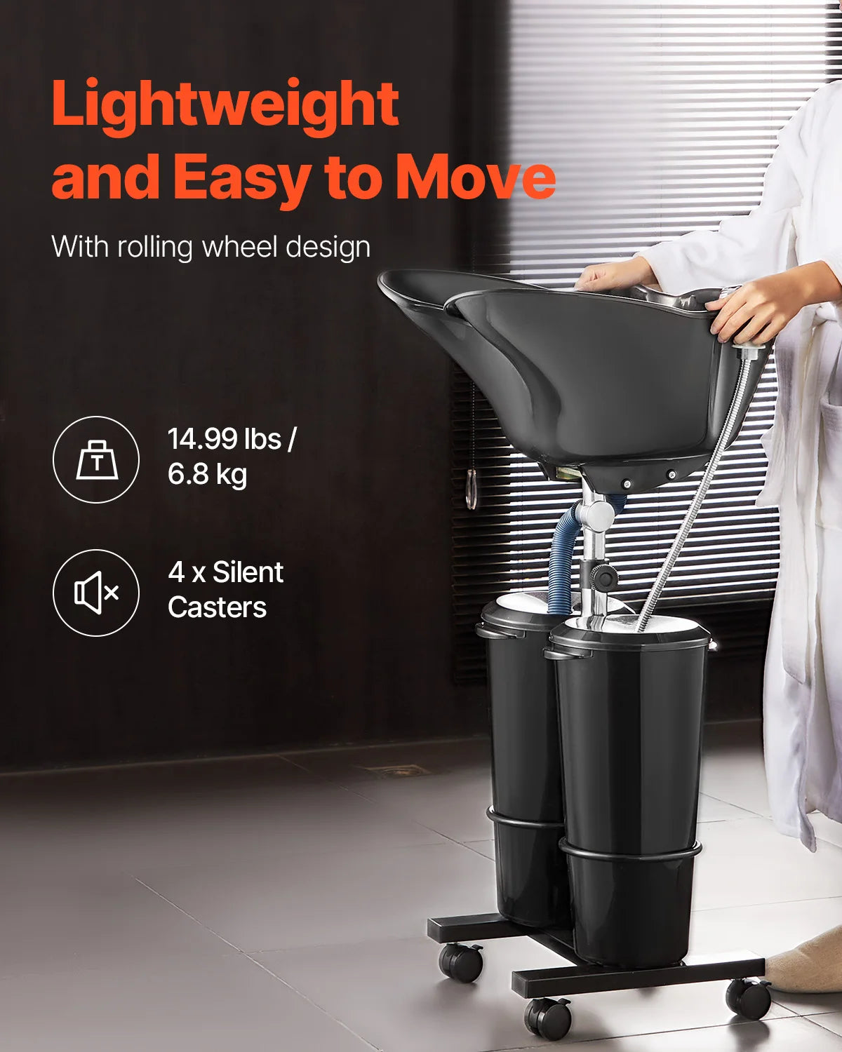 SucceBuy Portable Shampoo Bowl Shampoo Sink for Washing Hair with Electric Pump Height and Angle Adjustable for Home Salon Use