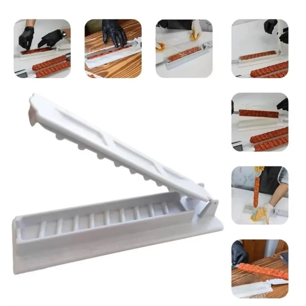 Single Row Kebab Maker BBQ Meat Skewer Press Machine Reusable Plastic Tool for Grill Preparation Kitchen Cooking Accessory