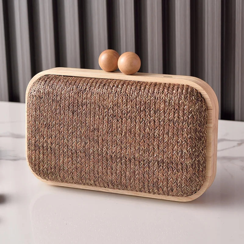 Straw Clutch Handbag 2025 Summer Beach Straw Purse for Women Woven Bag Casual Straw Shoulder Crossbody Bag New Evening Handbag
