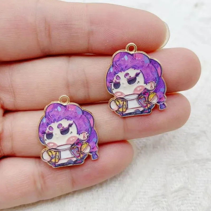 10pcs Cartoon Anime Pendant Oil Drop Alloy DIY Earrings Keychain Pendant Accessories