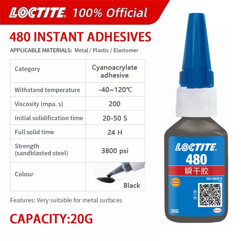 100% Original Loctite 401 403 406 480 460 415 435 454 495 498 Instant Adhesive 20g Strong Super Glue Cyanoacrylate Glue