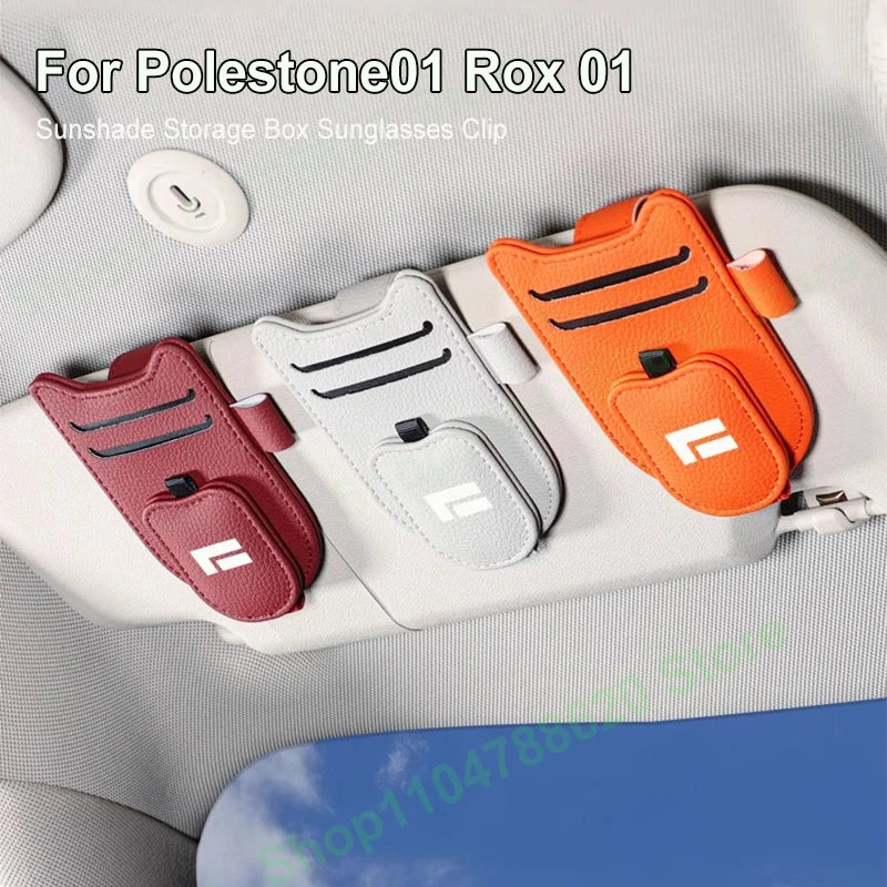 Suitable for Jishi 01 ROX 01 Polestone 01 Multifunctional Car Glasses Clip Bill Leather Car Visor Storage Box Sunglasses Clip