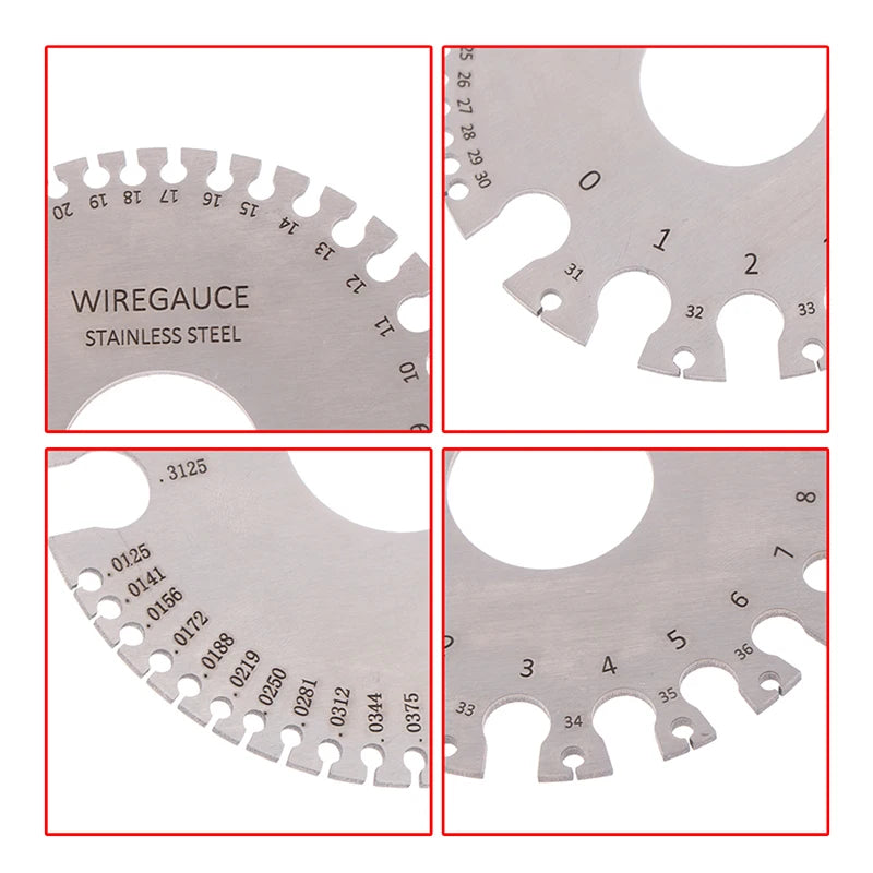 Welding Inspection Wire Gauge 0-36 Round AWG SWG Wire Gauge Thickness Ruler Gauge Diameter Stainless Steel Measurer Tool