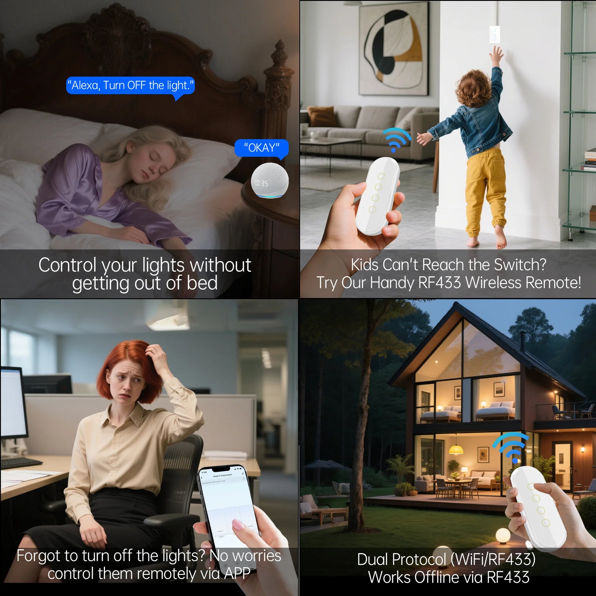 Tuya WiFi Smart Switch, home smart wireless control panel, alexa voice glass touch switch