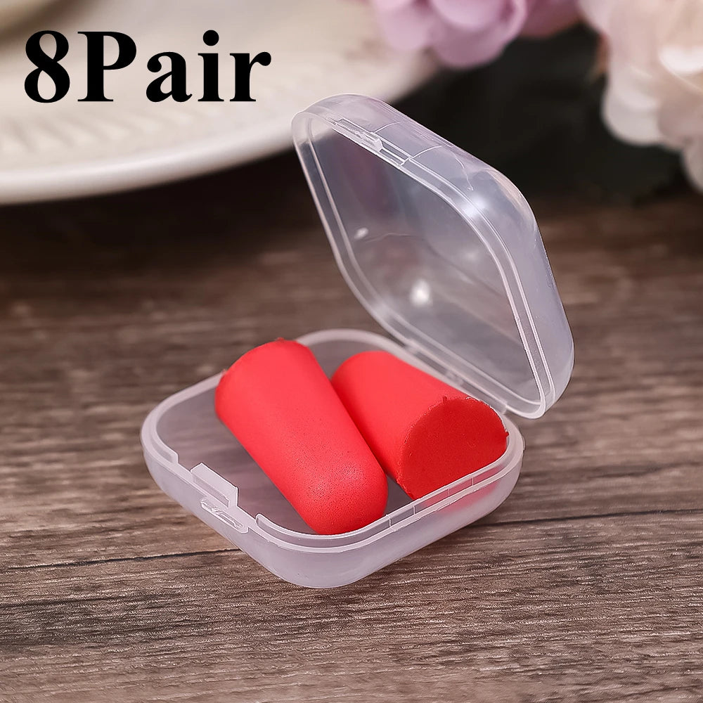 8Pair Soft Silicone Ear Plug Sound Insulation Ear Protection Earplug Anti-noise Plugs Foam Soft Noise Reduction with Storage Box