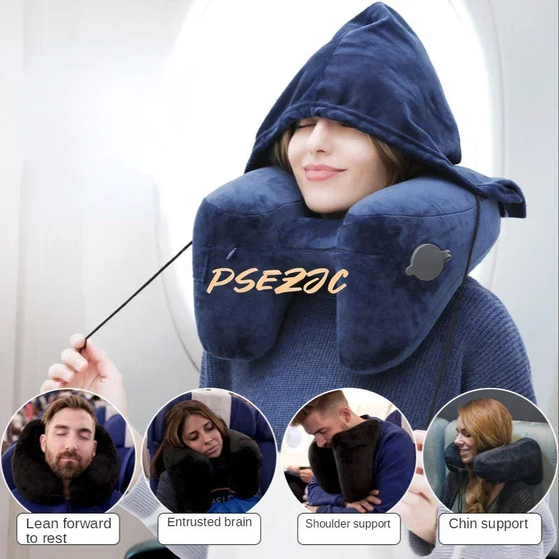 Portable Multi-function Neck Pillow Inflatable H-type Applicable To Outdoor Camping Car Long-distance Travel