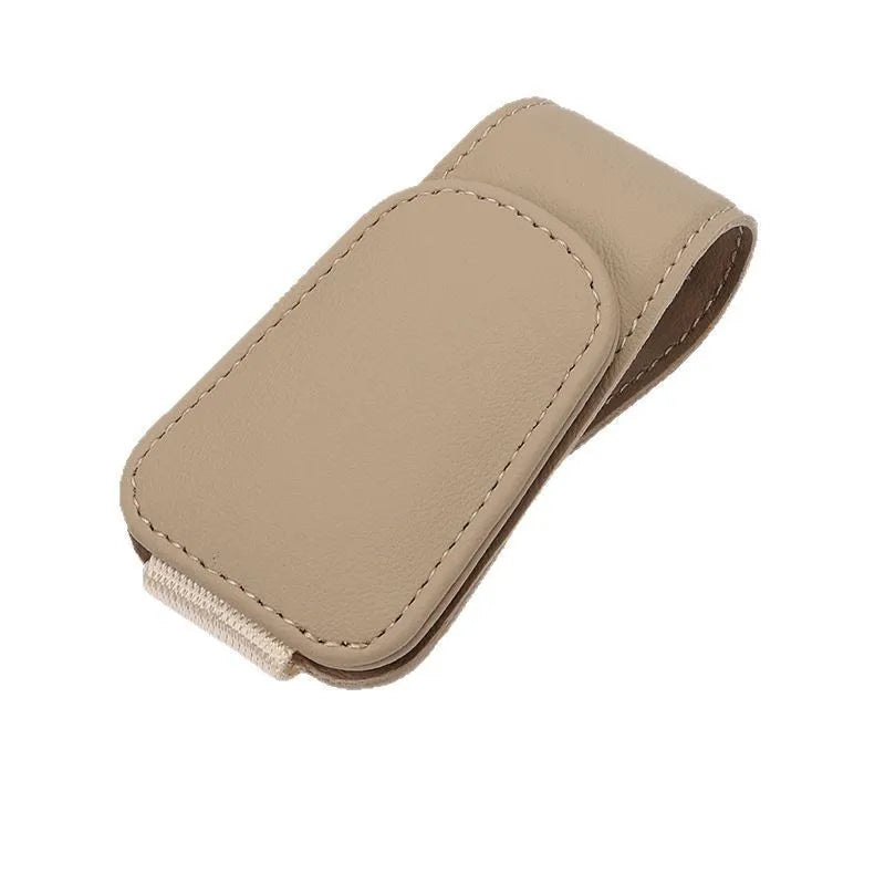 Sunglasses Holder for Car Sun Visor Leather Eyeglass Holder Ticket Card Clip Magnetic Car Glasses Holder Car Visor Accessories