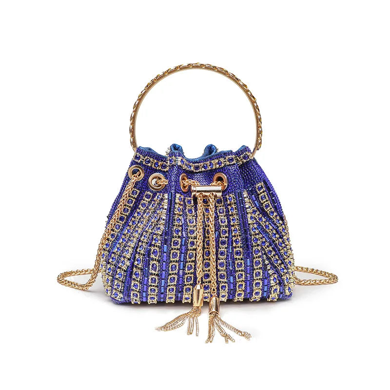 Evening Banquet Bag Luxury Designer Purses and Handbags Bag for Women Bucket Clutch Purse Tassel Crystal Rhinestone Shoulder Bag