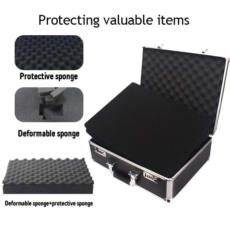Portable Aluminum Password Tool Box Organizer Shockproof Tool Case Safety Instrument Case Suitcase Storage Box Hard Case Toolbox