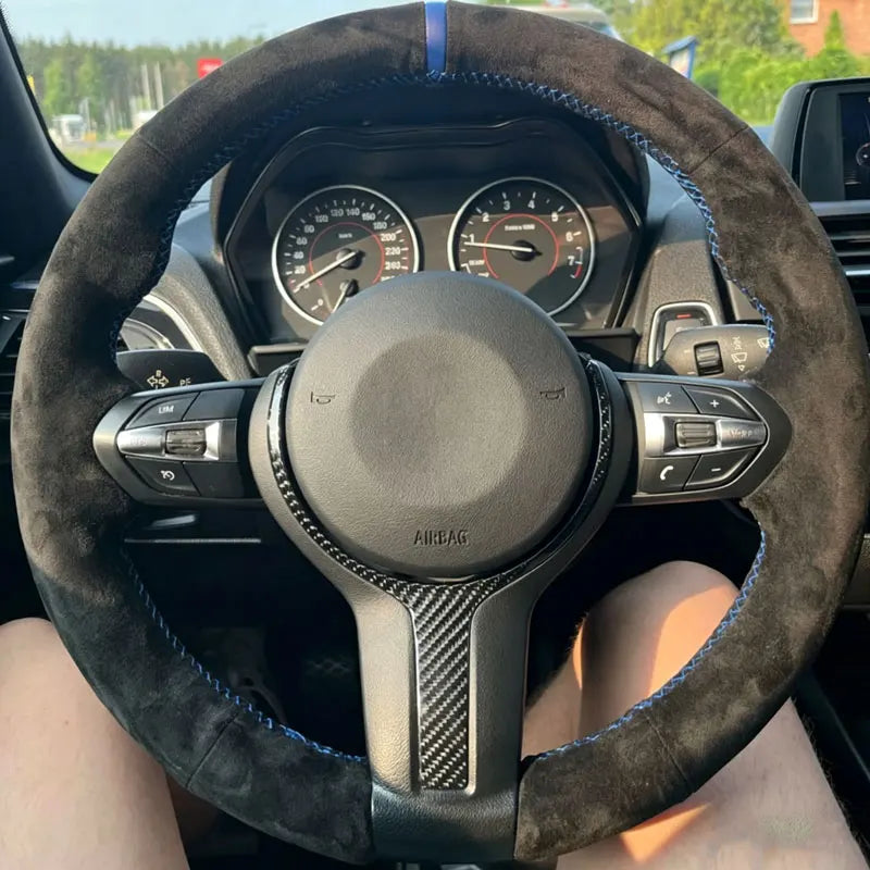 Custom Suede Leather Car Steering Wheel Cover BMW M Sport F30 F31 F34 F10 F11 F07 X1 X2 X3 F20 F21 F25 F32 F33 F36 F39 F48