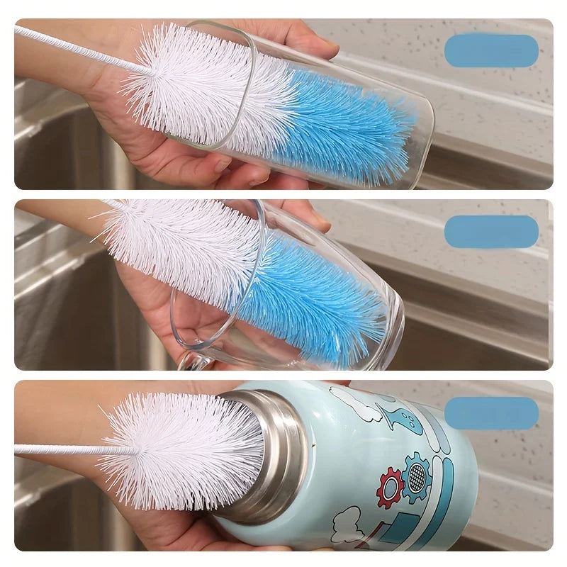 Long Handle Cup Brush,Kitchen Glass Bottle Cleaning Brush,Milk Bottle Tea Cup Scrubber,No-Electricity Required Cleaning Tool
