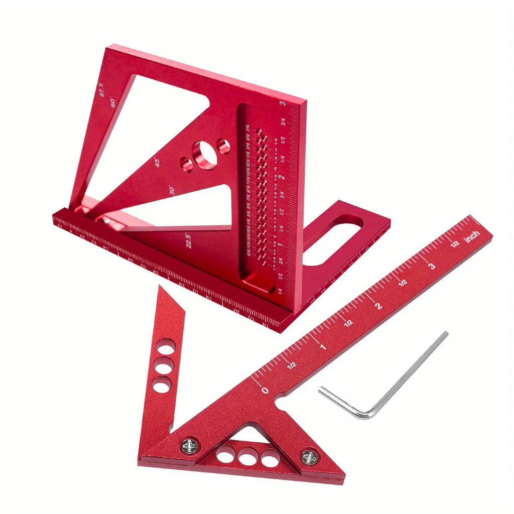 Carpenter Square Aluminum Square Protractor Center Finder Woodworking 3D Multi Angle Layout Measuring Ruler Center Scribe Gauge