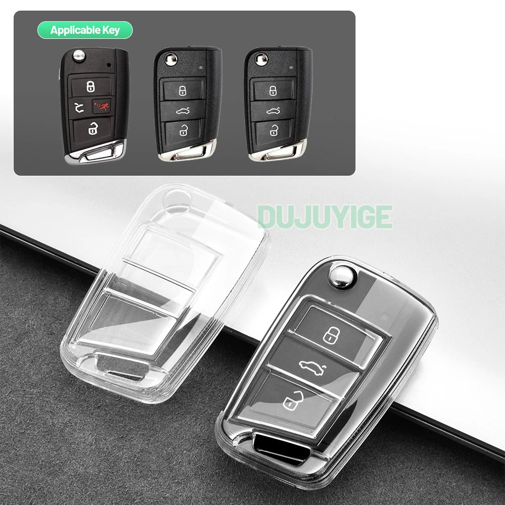 Clear TPU Car Key Case For Audi A1 GB 2018-2025 Key Fob Cover Protector Shell Auto Accessories 2019 2020 2021 2022 2023 2024