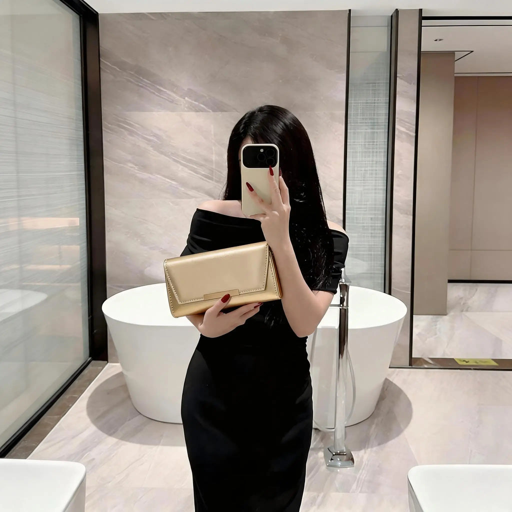 New banquet dinner bag - elegant metal-edge, versatile for banquet gatherings and ceremonies hand-held bag stylish shoulder bag