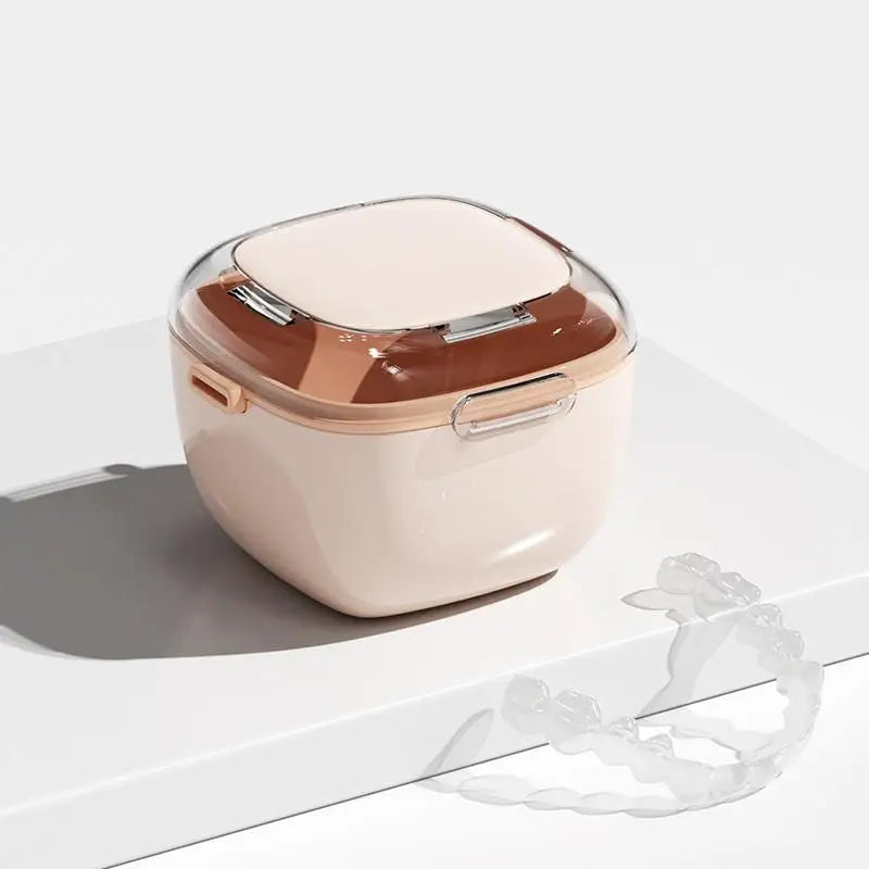 Denture Case with Lid Portable Denture Box for Travel and Daily Cleaning