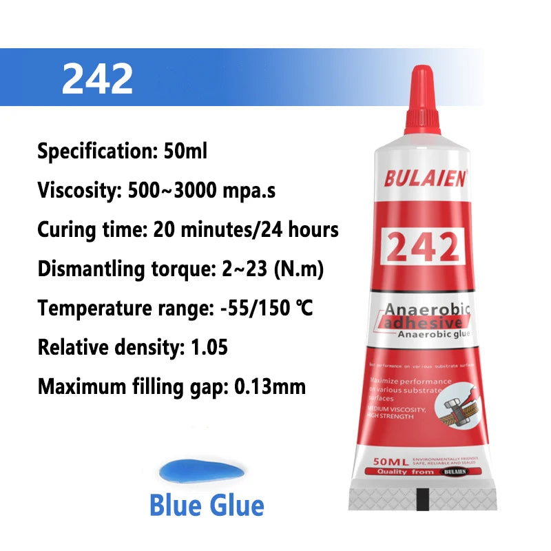 50ml Threadlocker Screw Glue Quickly Cured Thread Locking Agent Anaerobic Adhesive Corrosion-Resistant Anti-Loosening Glue