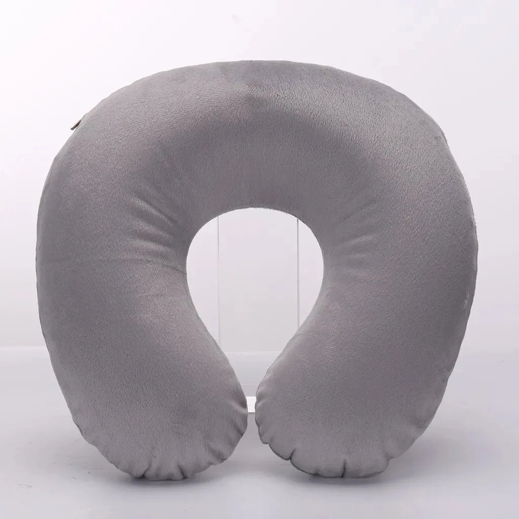1/3/4Pcs Travel Pillow Car Air Flight Office Inflatable Neck Pillow Short Plush Cover PVC Support Headrest Soft Nursing Cushion