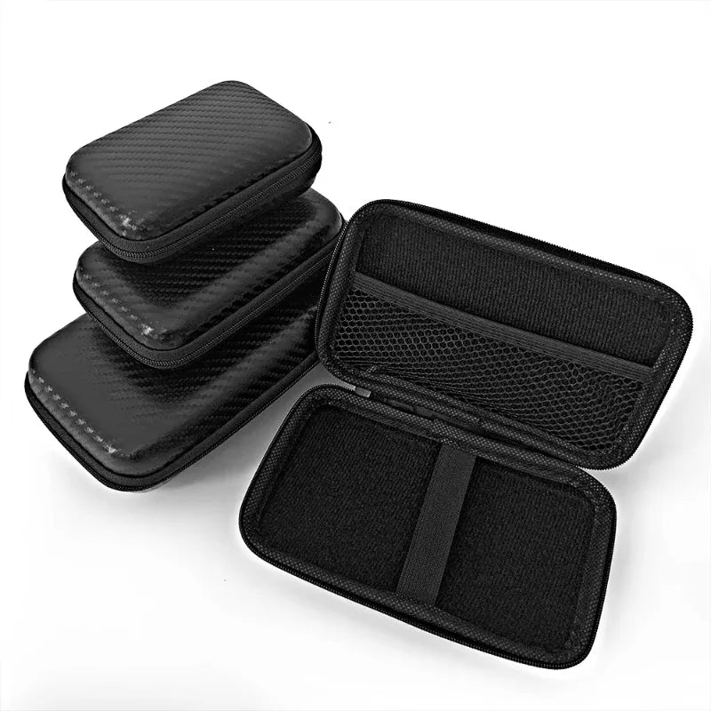1pcs Car'S Repair Kit Money Box With Zipper Carbon Fiber Pattern Headset Terminal Disassembly Storage Bag Various Size Data Line