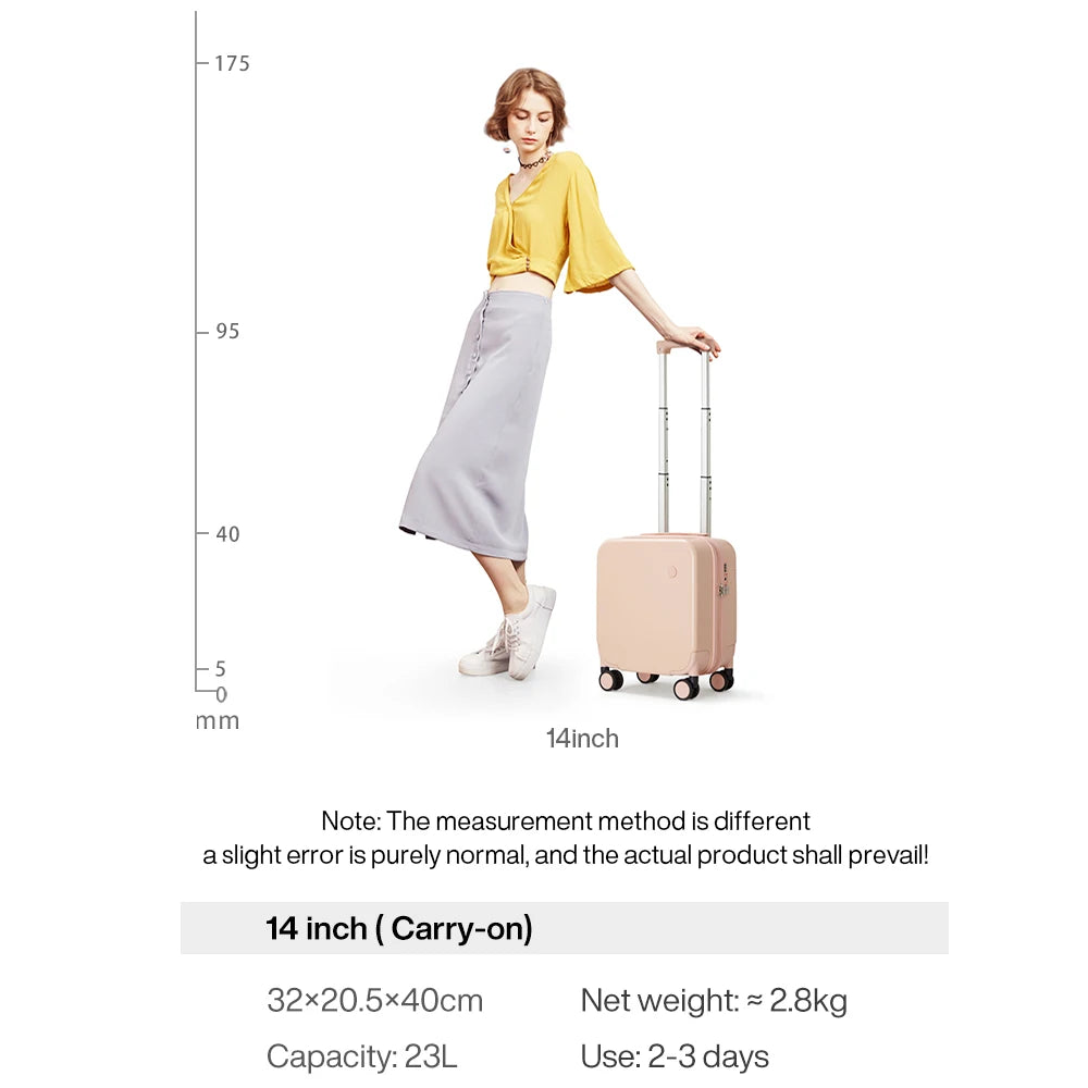 MIXI 14 Inch Underseat Carry On Luggage Lightweight Mini Suitcase PC Small Kids Bag TSA Lock Travel Suit Case Spinner Wheels